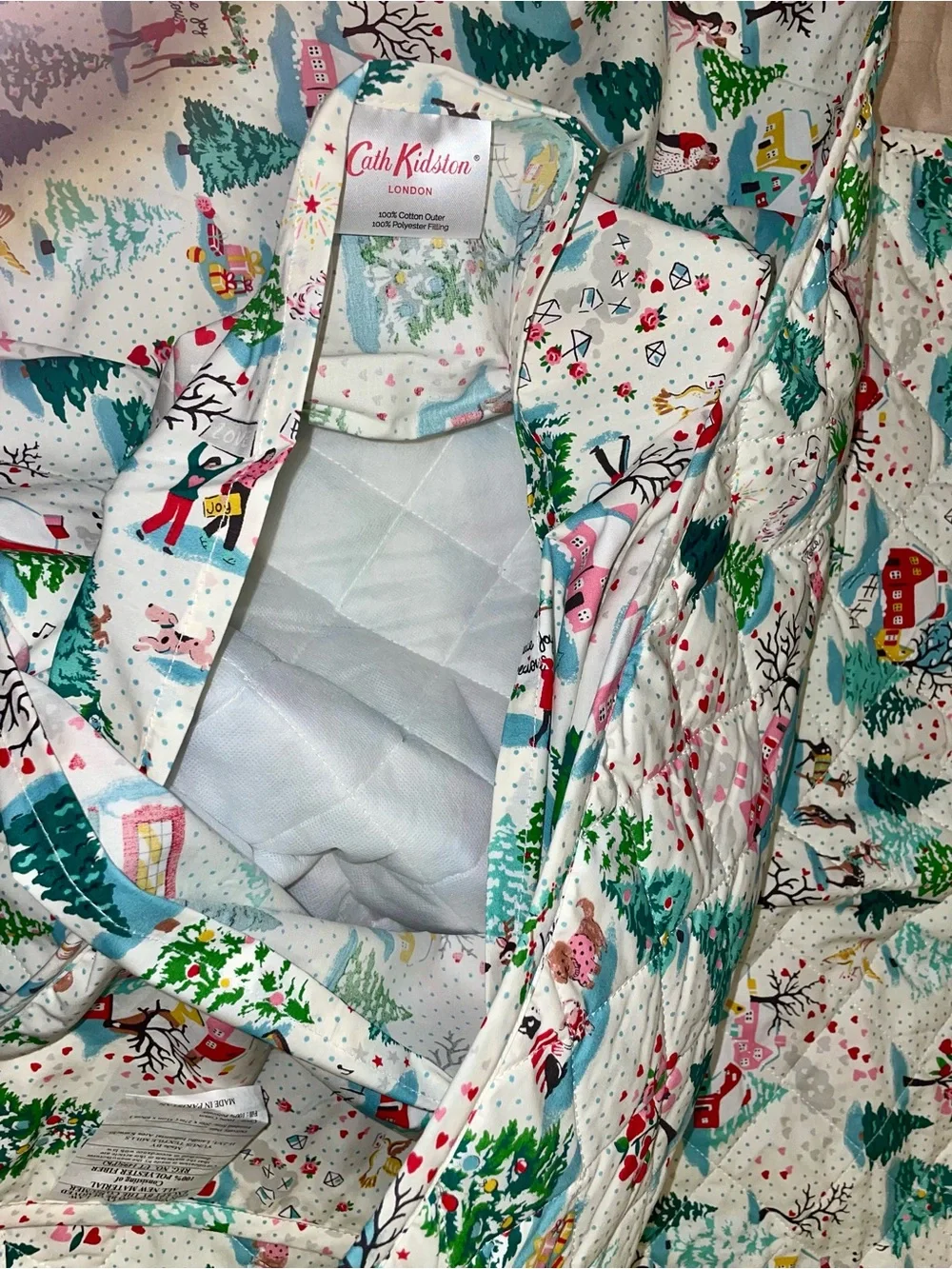 NWOT! Cath Kidston Shine Bright Christmas Village Scene Quilted Shams
